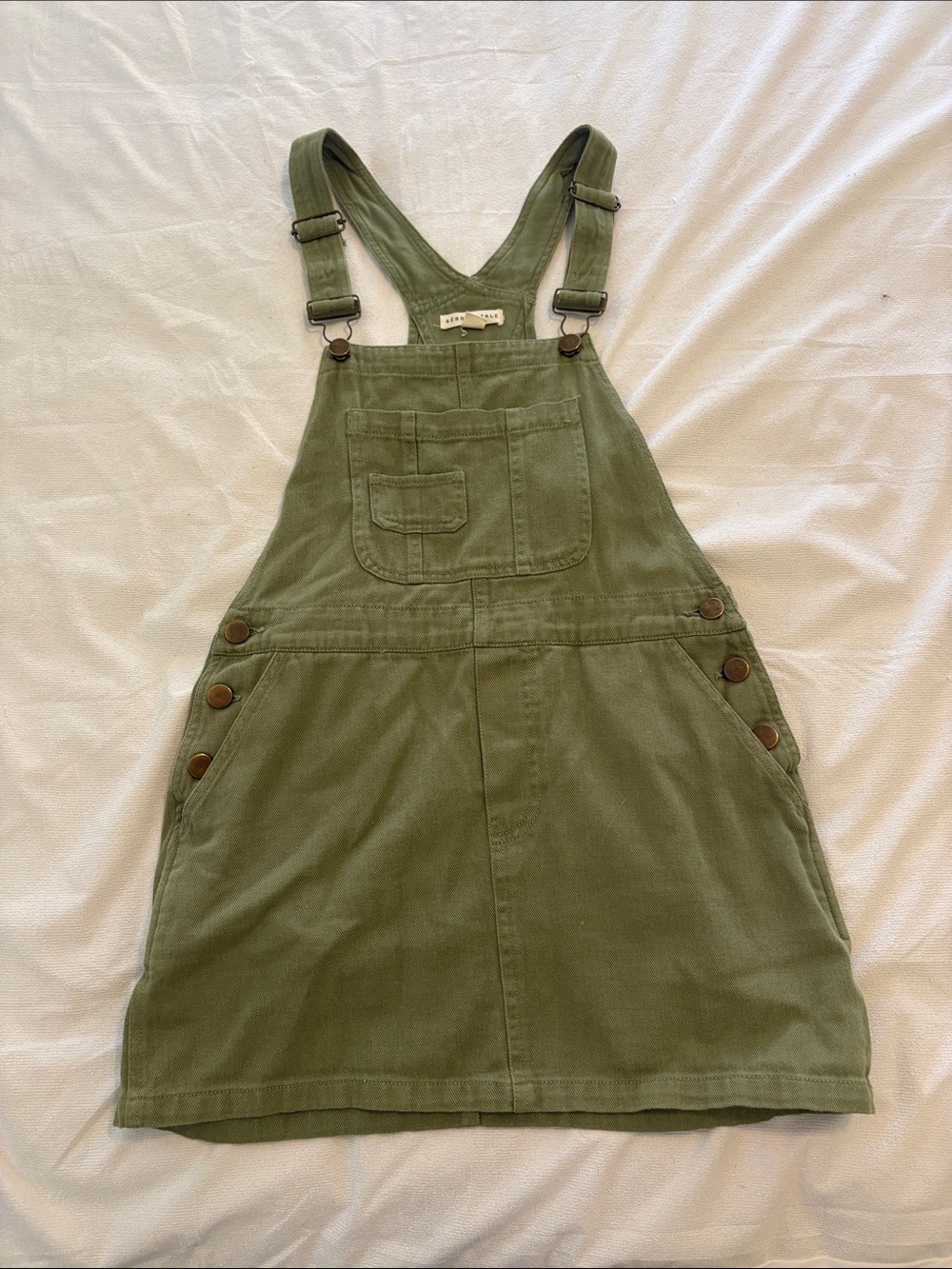 Aeropostale Olive Green Cotton Overall Dress